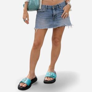 Donald J Pliner y2k 90s teal rectangle buckle leather slip-on sandals 9.5